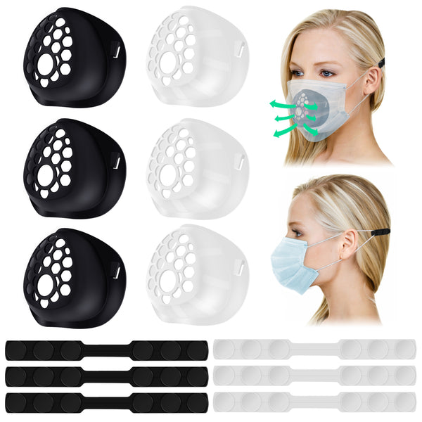 12 PCS Reusable Face Mask Ear Strap Hook, 3D Face Nose Mouth Bracket Face Mask Inner Support Frame, Adjustable Ear Strap